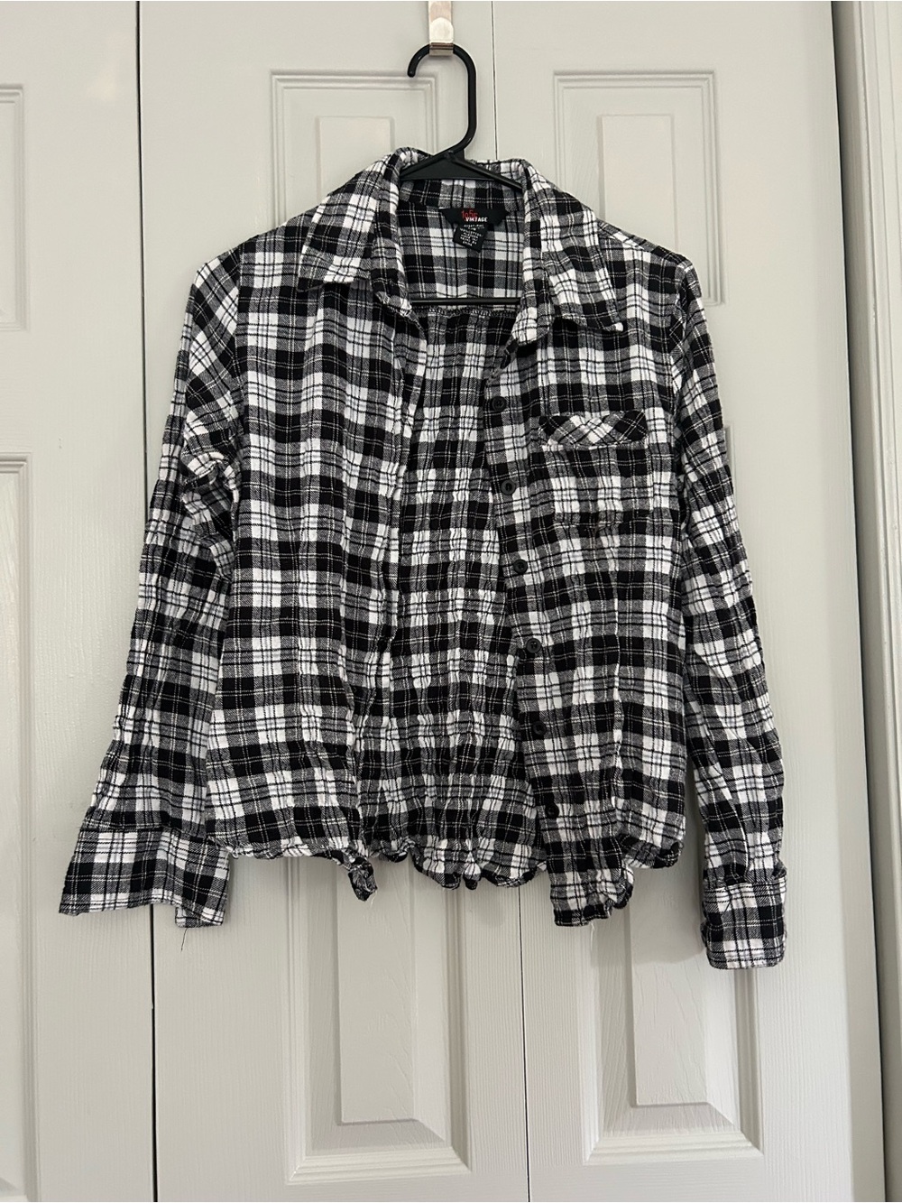 Black & White Plaid Button-Up Shirt - Women